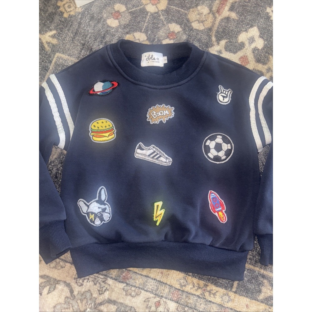 Lola + Boys Size 4 Varsity Patch Crewneck Sweatshirt